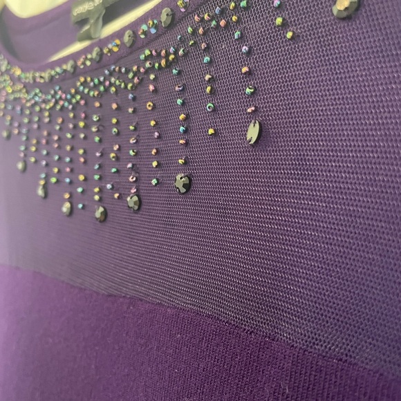 Cable & Gauge Purple Beaded Embellished Sweater Top XL - Picture 4 of 8